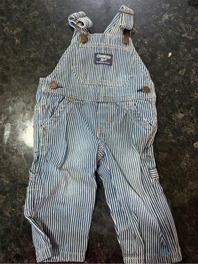 OshKosh B'gosh Navy and White Striped Overalls